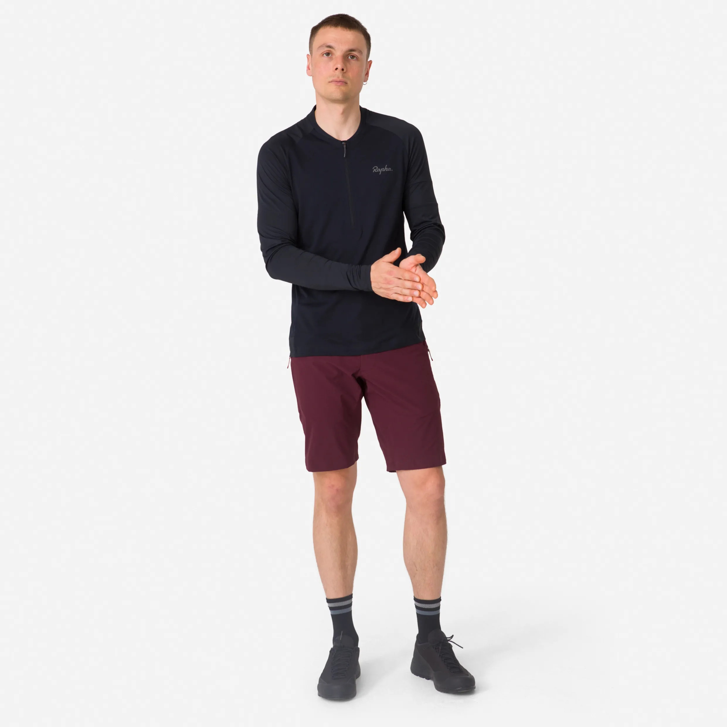 Rapha Men's Explore Long Sleeve Zip Neck Tech T-shirt